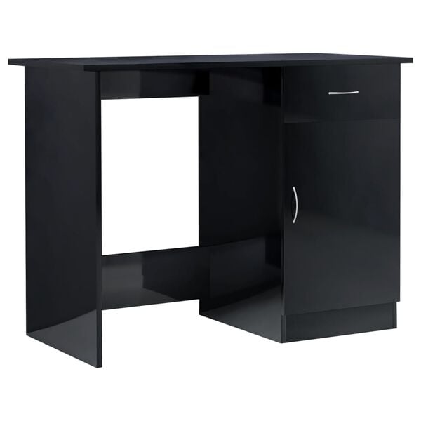 vidaXL Bureau Noir brillant 100x50x76 cm Aggloméré
