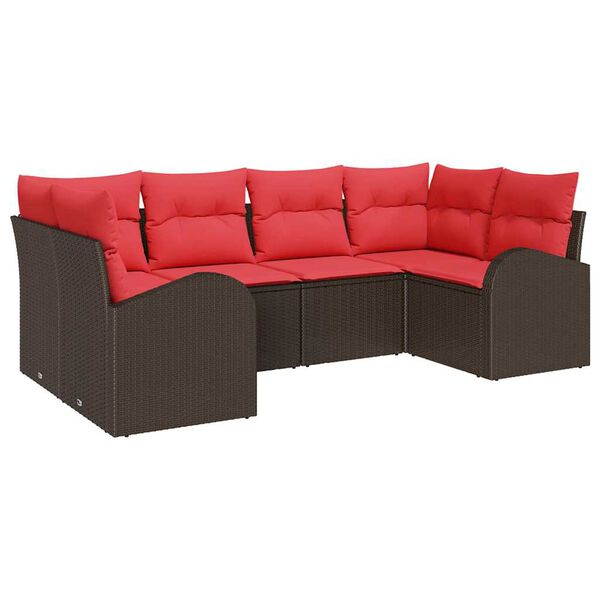 vidaXL Ensemble de canapé de jardin 6 pcs Marron Poly Rattan