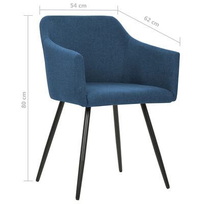 vidaXL Chaises à manger lot de 2 bleu tissu