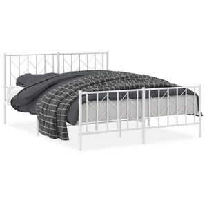 vidaXL Cadre de lit métal sans matelas et pied de lit blanc 150x200 cm