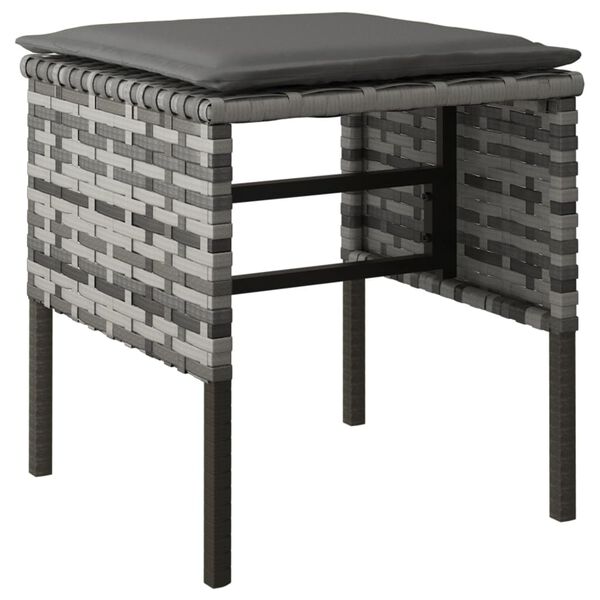 vidaXL Repose-pieds de jardin et coussins lot de 4 Gris R&eacute;sine tress&eacute;e