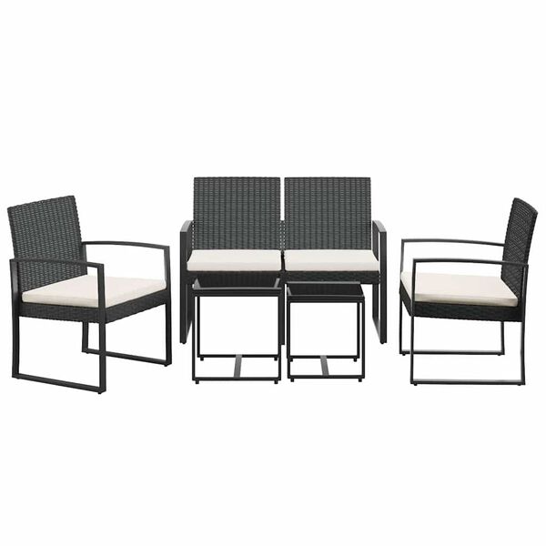 vidaXL Ensemble à manger de jardin avec coussins 5 pcs noir rotin PP