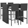 vidaXL Ensemble de bar de jardin 5 pcs avec coussins noir poly rotin