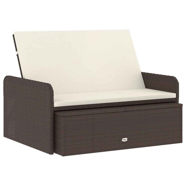 vidaXL Salon de jardin 2 pcs avec coussins R&eacute;sine tress&eacute;e Marron