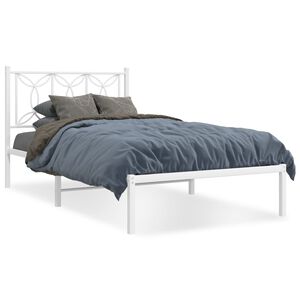 vidaXL Cadre de lit m&eacute;tal sans matelas et t&ecirc;te de lit blanc 100x200 cm