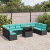 vidaXL Ensemble de canap&eacute; de jardin avec coussin 11 pcs Noir polyrotin