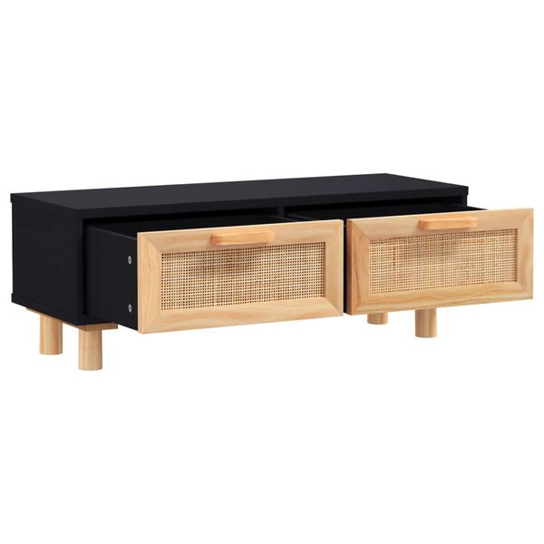 vidaXL Table basse Noir 80x40x30 cm Bois d'ing&eacute;nierie et pin massif