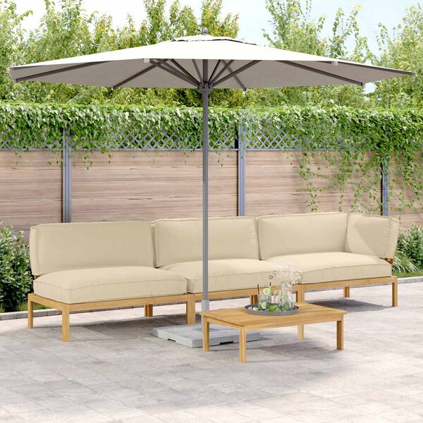 vidaXL Ensemble de Canap&eacute;s Uni 4 pcs Beige Bois d'Acacia Massif