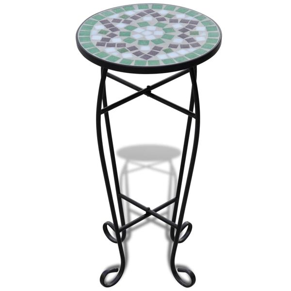 vidaXL Table d'appoint Mosaïque Vert et blanc