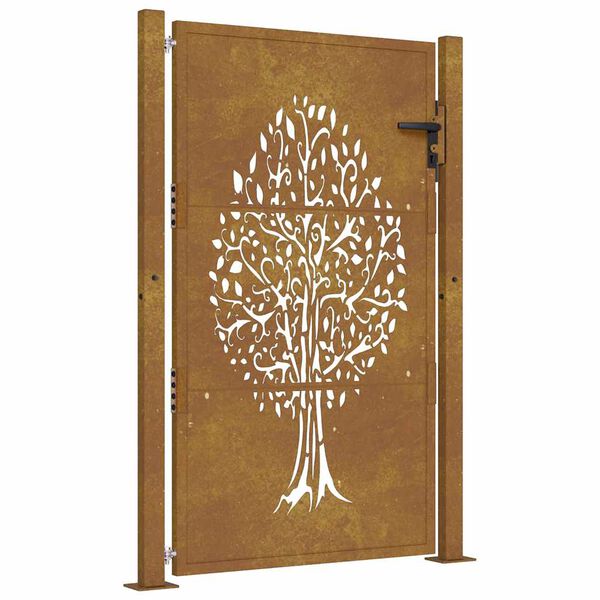 vidaXL Portail de jardin 100x150 cm en acier Corten avec motif arbre