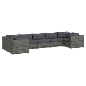 vidaXL Salon de jardin 7 pcs avec coussins R&eacute;sine tress&eacute;e Gris