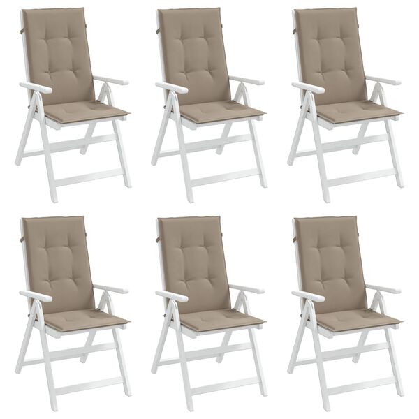 vidaXL Coussins de chaise de jardin dossier haut lot de 6 taupe tissu