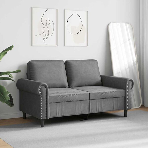 vidaXL Canap&eacute; &agrave; 2 places Gris fonc&eacute; 120 cm Velours