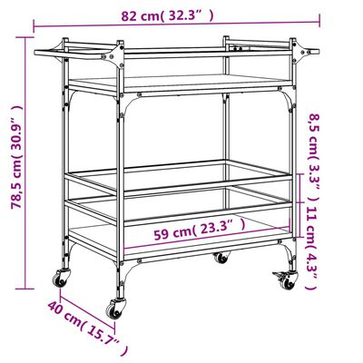 vidaXL Chariot de cuisine chêne fumé 82x40x78,5 cm bois d'ingénierie