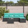 vidaXL Ensemble de canap&eacute; de jardin 6 pcs Noir et turquoise Poly rotin