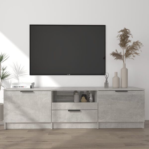 vidaXL Meuble TV gris b&eacute;ton 140x35x40 cm bois d'ing&eacute;nierie