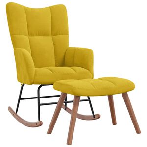 vidaXL Chaise à bascule avec repose-pied Jaune moutarde Velours