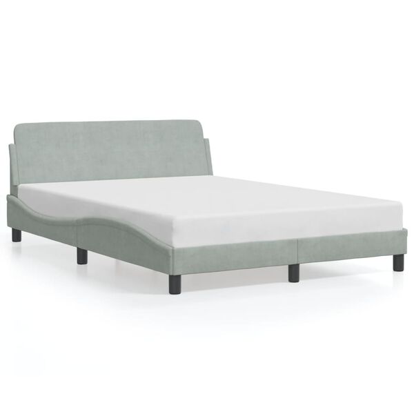 vidaXL Cadre de lit Dover gris clair 137x190 cm velours