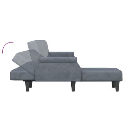 vidaXL Canapé-lit en forme de L gris 271x140x70 cm velours