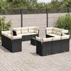 vidaXL Salon de jardin avec coussins 13 pcs noir r&eacute;sine tress&eacute;e