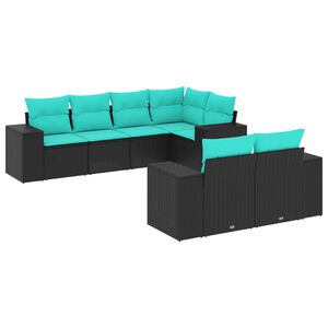 vidaXL Salon de jardin 7 pcs avec coussins noir r&eacute;sine tress&eacute;e