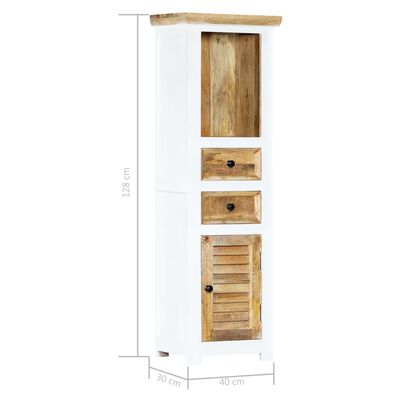 vidaXL Buffet Blanc et marron 40x30x128cm Bois de manguier solide brut