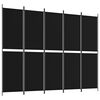 vidaXL Cloison de s&eacute;paration 5 panneaux Noir 250x200 cm Tissu