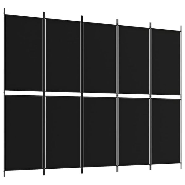 vidaXL Cloison de s&eacute;paration 5 panneaux Noir 250x200 cm Tissu