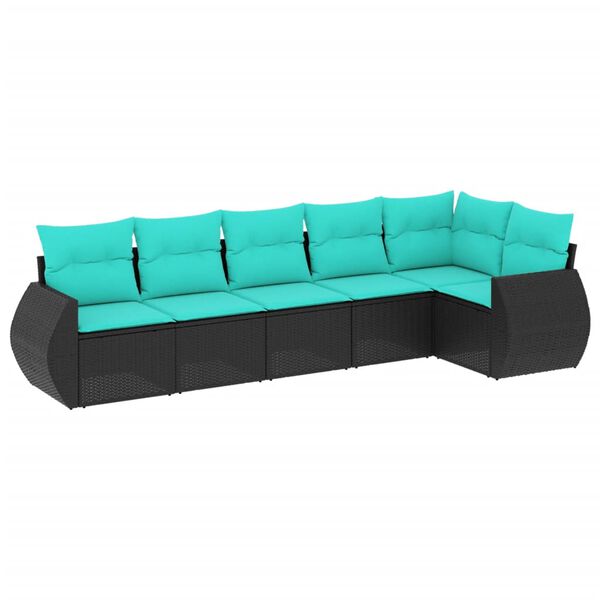 vidaXL Salon de jardin 6 pcs avec coussins noir r&eacute;sine tress&eacute;e