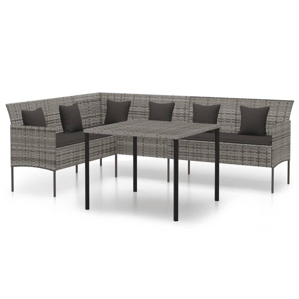 vidaXL Ensemble &agrave; manger de jardin et coussins 2 pcs gris rotin