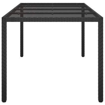 vidaXL Table de jardin Noir 190x90x75 cm Verre trempé/résine tressée