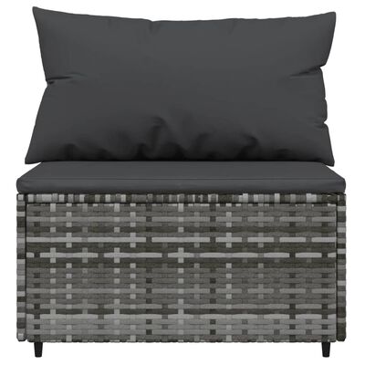 vidaXL Salon de jardin 4 pcs avec coussins Gris Résine tressée