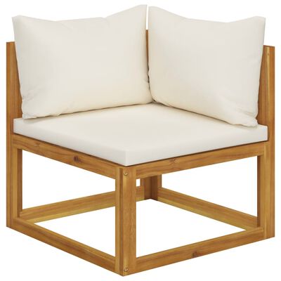 vidaXL Salon de jardin 6 pcs avec coussin Crème Bois d'acacia solide