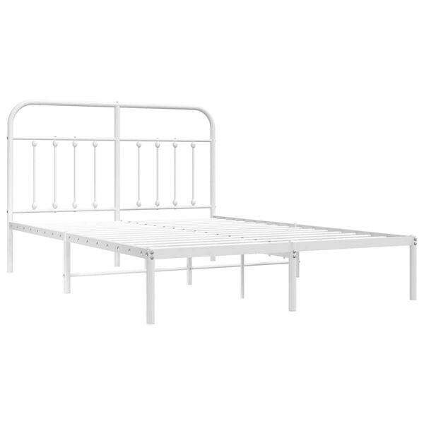 vidaXL Cadre de lit m&eacute;tal sans matelas et t&ecirc;te de lit blanc 135x190 cm