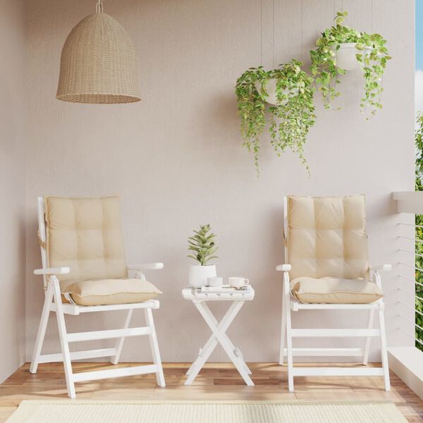 vidaXL Coussins de chaise à dossier bas lot de 2 beige tissu oxford