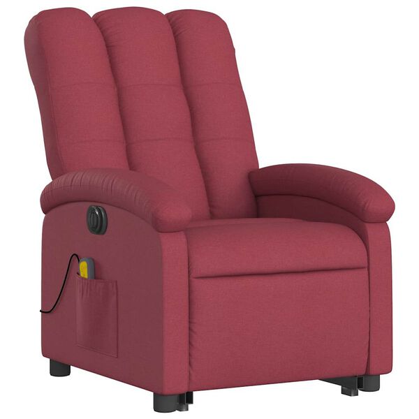 vidaXL Fauteuil inclinable de massage électrique rouge bordeaux tissu