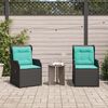vidaXL Chaises inclinables de jardin lot de 2 et coussins noir rotin