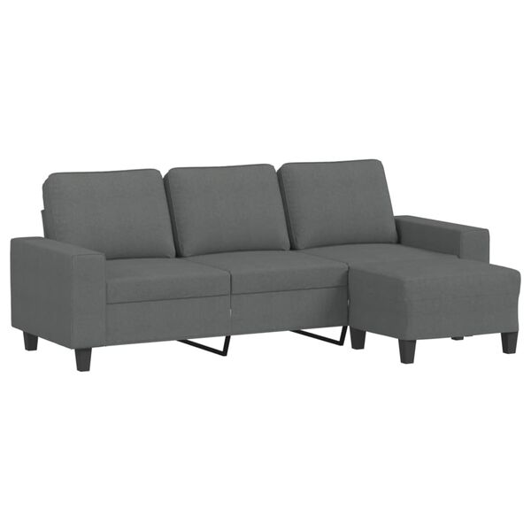 vidaXL Canap&eacute; &agrave; 3 places avec repose-pieds Gris fonc&eacute; 180 cm Tissu