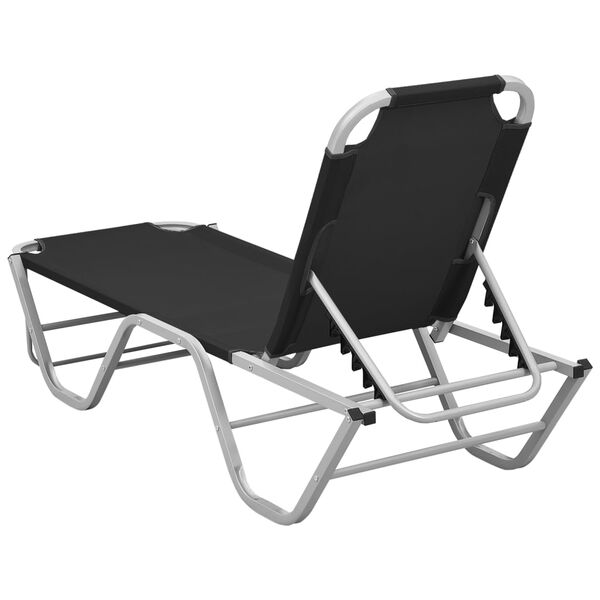 vidaXL Chaise longue aluminium et textilène noir