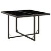 vidaXL Table de jardin Noir 109x107x74 cm R&eacute;sine tress&eacute;e et verre
