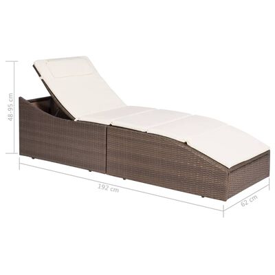 vidaXL Chaise longue avec coussin Résine tressée Marron