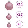 vidaXL Ensemble de boules de No&euml;l 111 pi&egrave;ces rose polystyr&egrave;ne