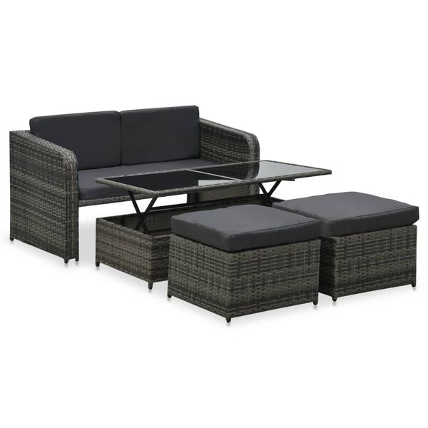 vidaXL Salon de jardin 4 pcs avec coussins R&eacute;sine tress&eacute;e Anthracite