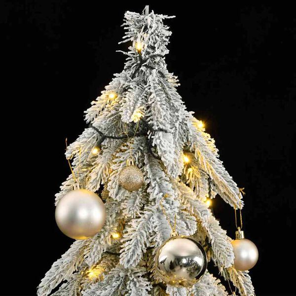 vidaXL Sapin de No&euml;l artificiel 150 LED&boules&neige floqu&eacute;e 150 cm