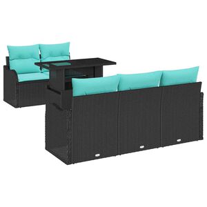 vidaXL Ensemble de canap&eacute; de jardin avec coussin 6 pcs Noir polyrotin