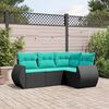vidaXL Salon de jardin 4 pcs avec coussins noir résine tressée