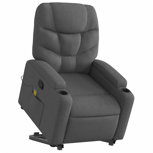 vidaXL Fauteuil inclinable de massage gris fonc&eacute; tissu