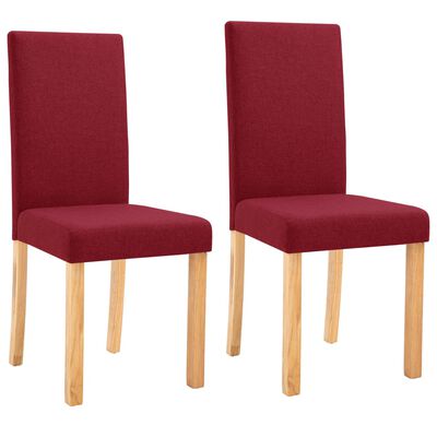 vidaXL Chaises à manger lot de 2 rouge bordeaux tissu