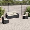 vidaXL Salon de jardin 5 pcs avec coussins noir r&eacute;sine tress&eacute;e