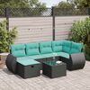 vidaXL Salon de jardin 6 pcs avec coussins noir r&eacute;sine tress&eacute;e
